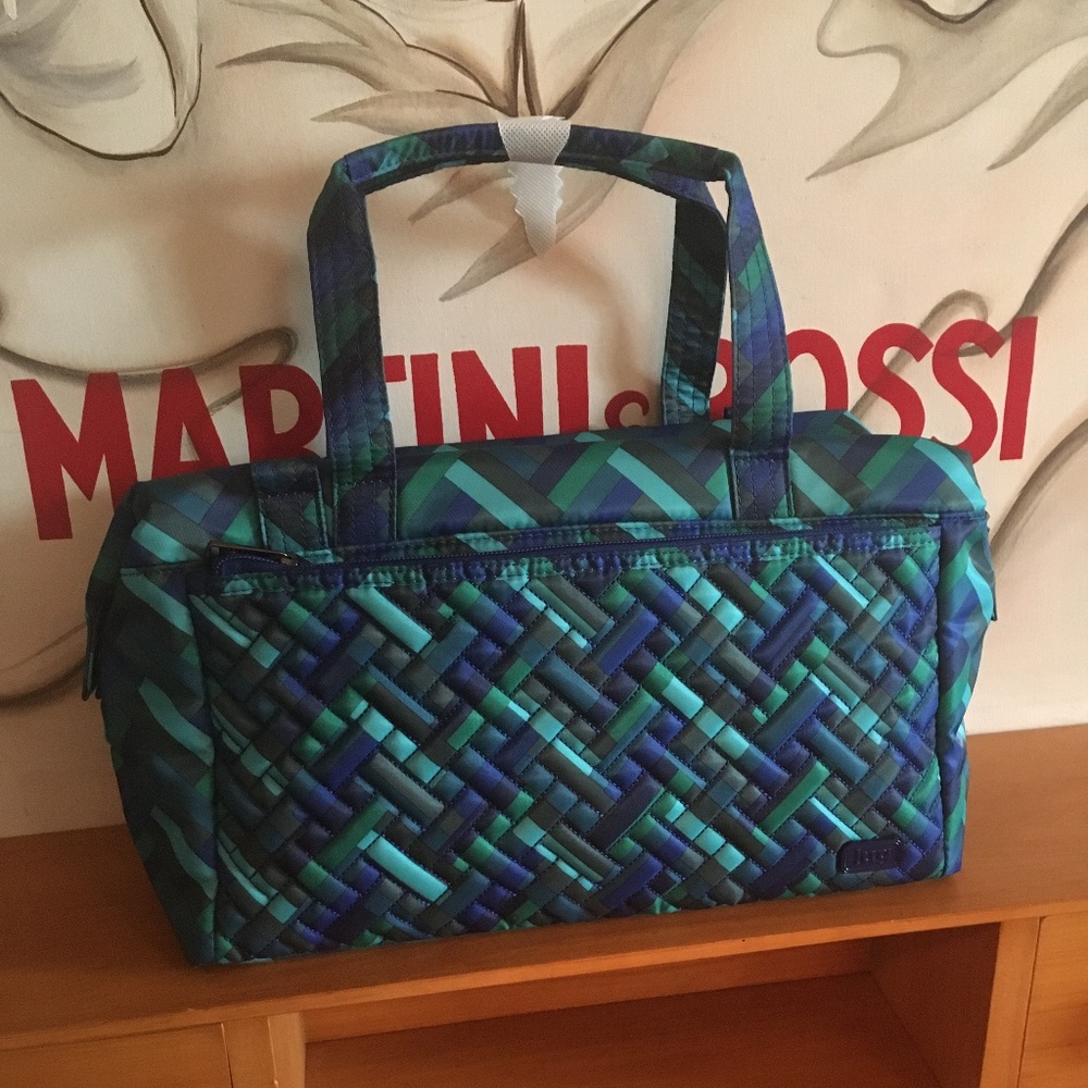 LUG - Caboose Convertible Lunch Bag in Herringbone Aqua - NWT